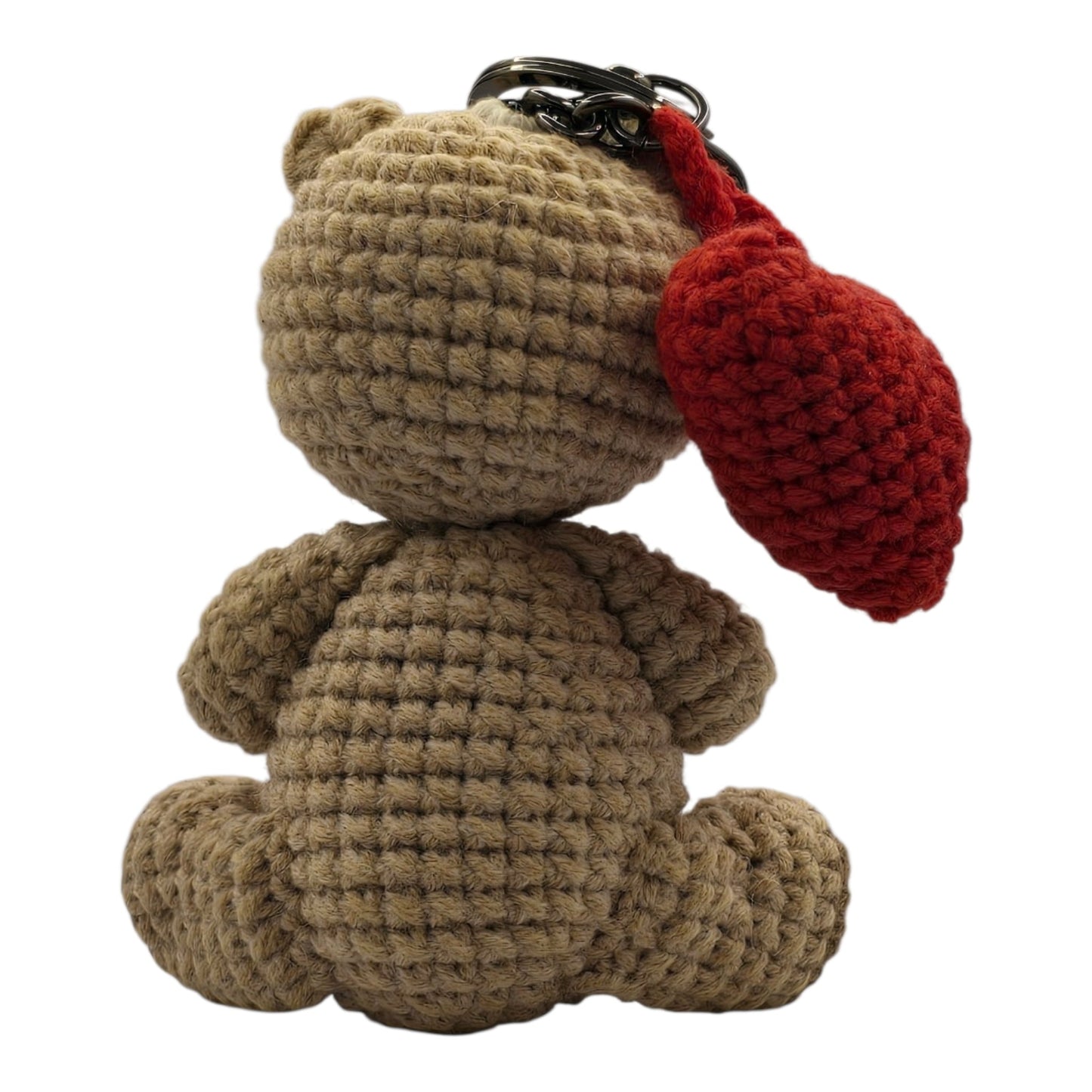 Beige Bear Red Heart Keychain - UniqueEntity Art