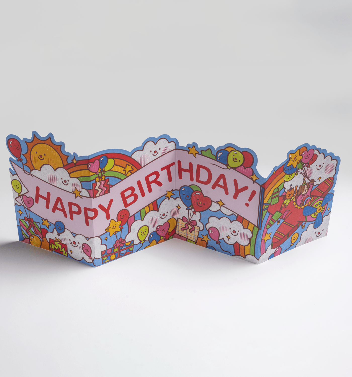 Birthday Banner Plane Fold Out Concertina Card - UniqueEntity Art