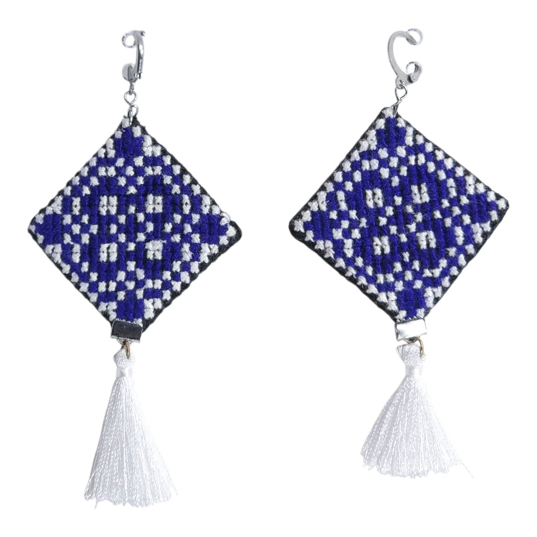 Blue Diamond Kilim Earrings - UniqueEntity Art