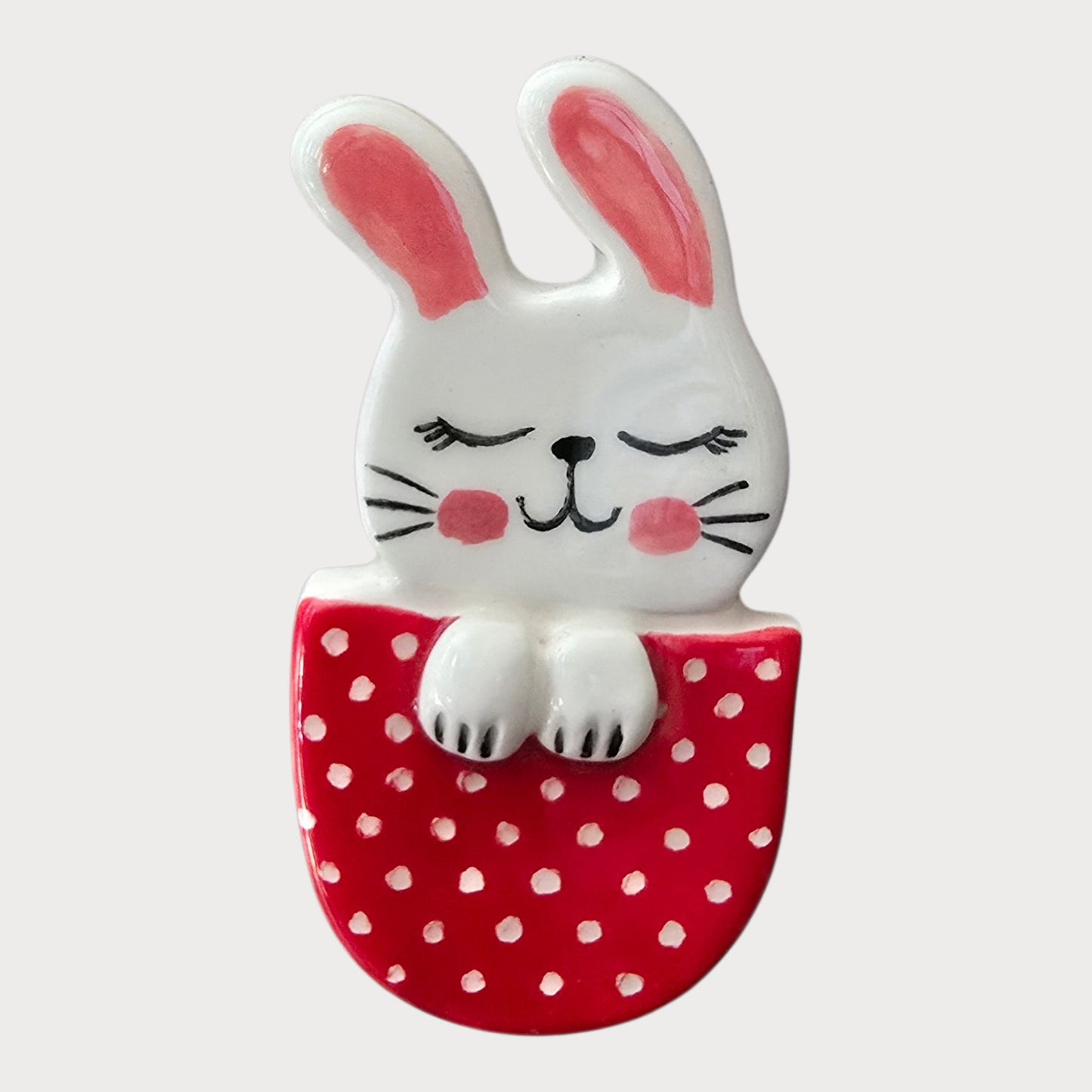 Bunny In Red Polka Dot Pocket - UniqueEntity Art