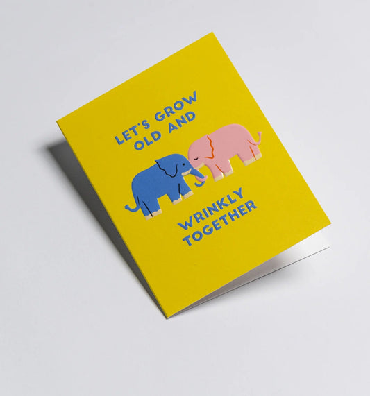 Elephants Let's Grow Old and Wrinkly Together Mini Card - UniqueEntity Art