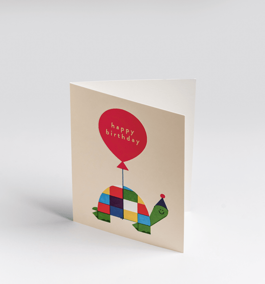 Molly McCammon - Tortoise Happy Birthday Balloon - Mini cards - UniqueEntity Art