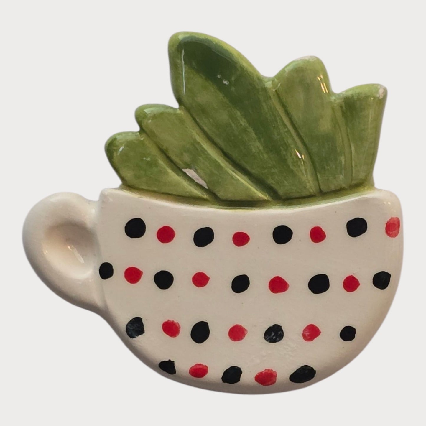 Polka Dot Teacup Leaf Magnet - UniqueEntity Art
