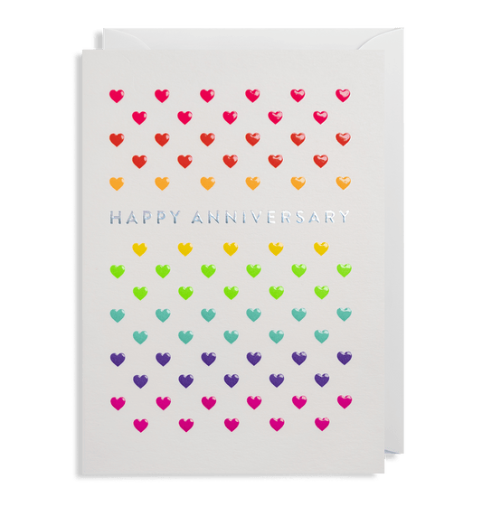 Rainbow Heart Patterned Anniversary Card - UniqueEntity Art