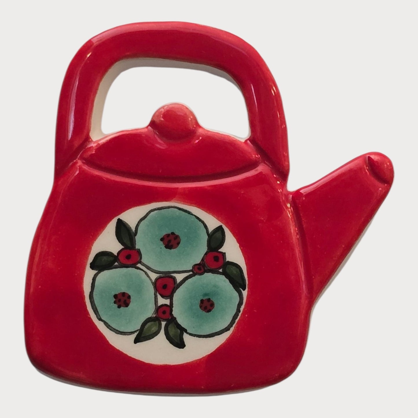 Red Teapot Floral Magnet - UniqueEntity Art