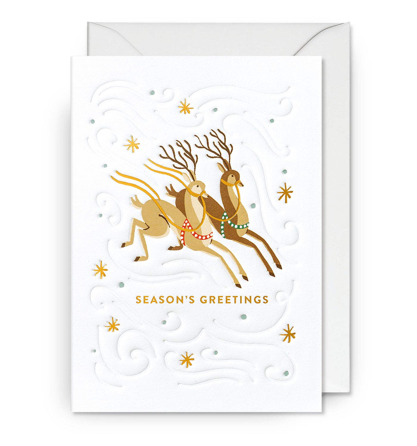 Seasons Greetings Illustrative Reindeer Christmas Card - UniqueEntity Art