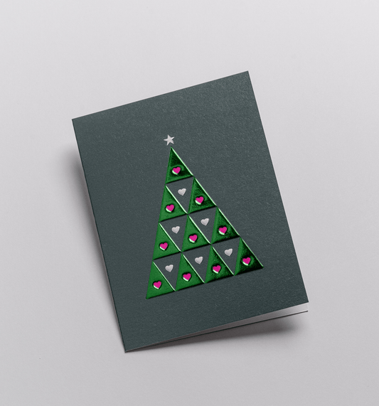 Tree Of Hearts Mini Christmas Card - UniqueEntity Art