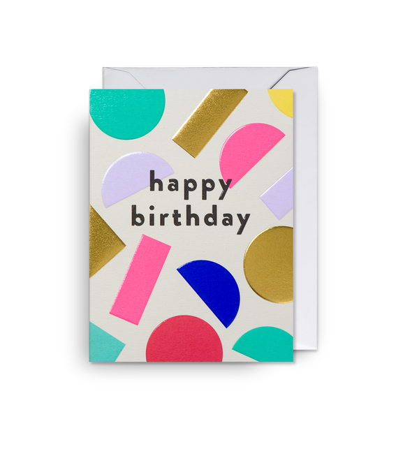 Happy Birthday Multi Colour Shapes Mini Card