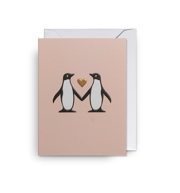 Love Heart Penguins Mini Card