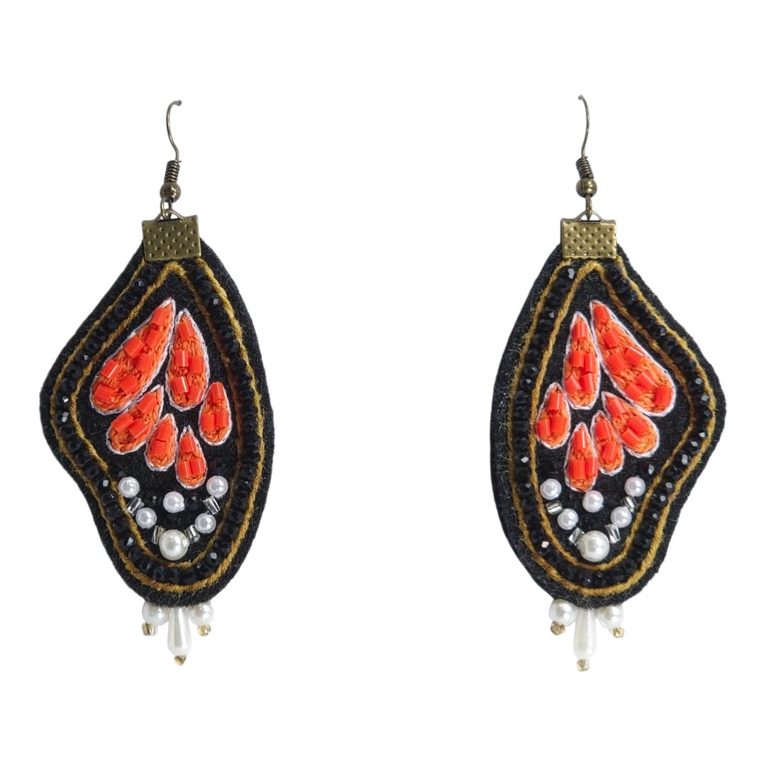Baluchi Coral Flame Earrings - UniqueEntity Art