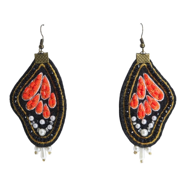 Baluchi Coral Flame Earrings