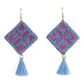 Baluchi Diamond Blue Tassel Earrings - UniqueEntity Art