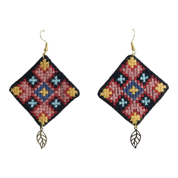 Baluchi Diamond Cross Stitch Earrings