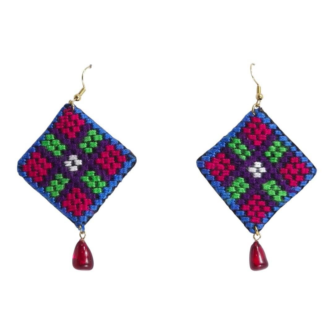 Baluchi Diamond Embroidered Earrings - UniqueEntity Art
