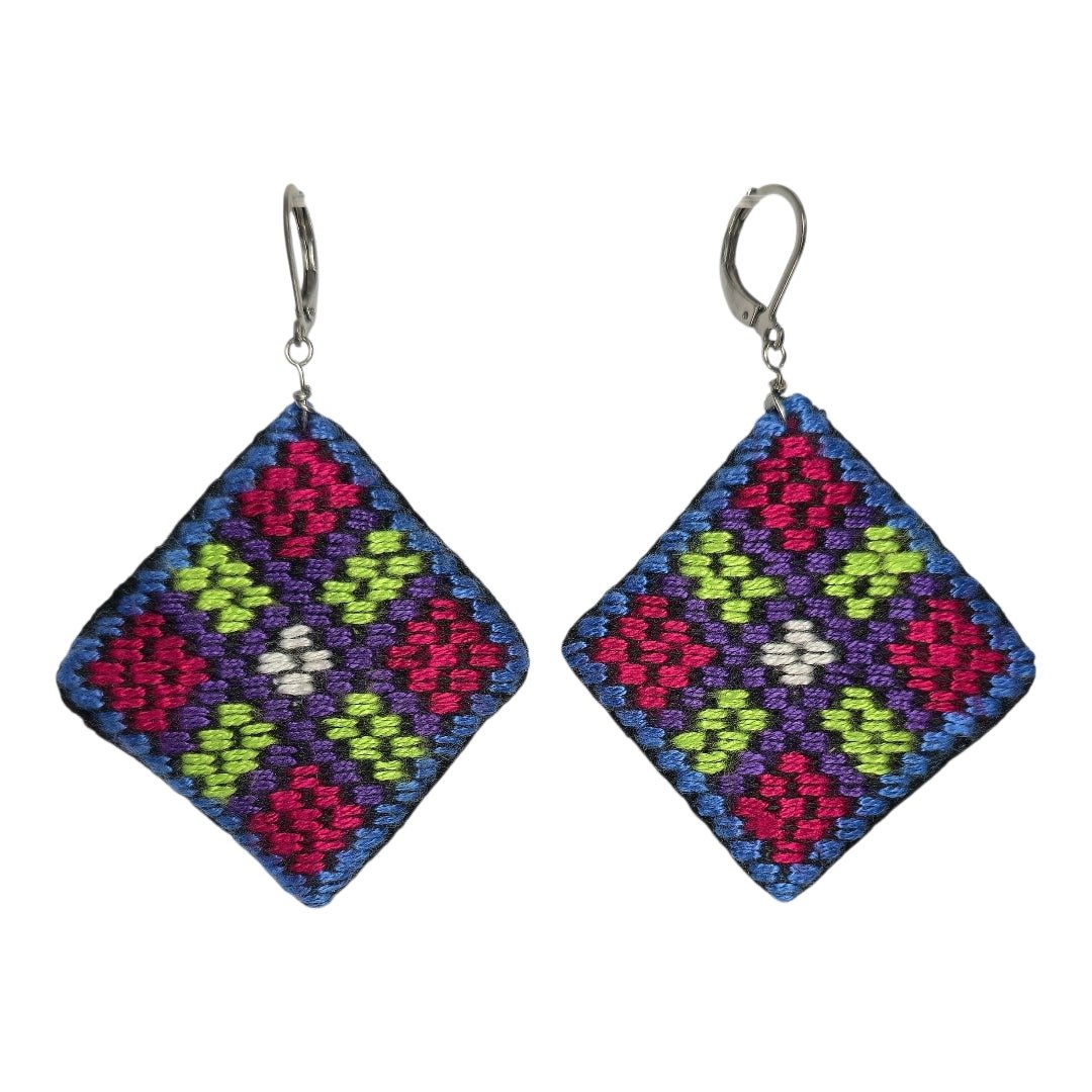 Baluchi Diamond Geometric Earrings - UniqueEntity Art