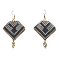 Baluchi Diamond Green Embroidered Earrings - UniqueEntity Art