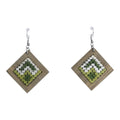 Baluchi Diamond Green Needlepoint Earrings - UniqueEntity Art