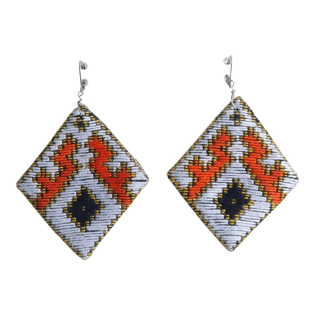 Baluchi Diamond Ikat Earrings - UniqueEntity Art