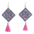 Baluchi Diamond Pink Tassel Earrings - UniqueEntity Art