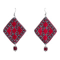 Baluchi Diamond Red Tatreez Earrings - UniqueEntity Art