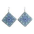Baluchi Diamond Teal Embroidered Earrings - UniqueEntity Art