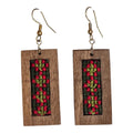 Baluchi Red Green Rectangle Earrings - UniqueEntity Art