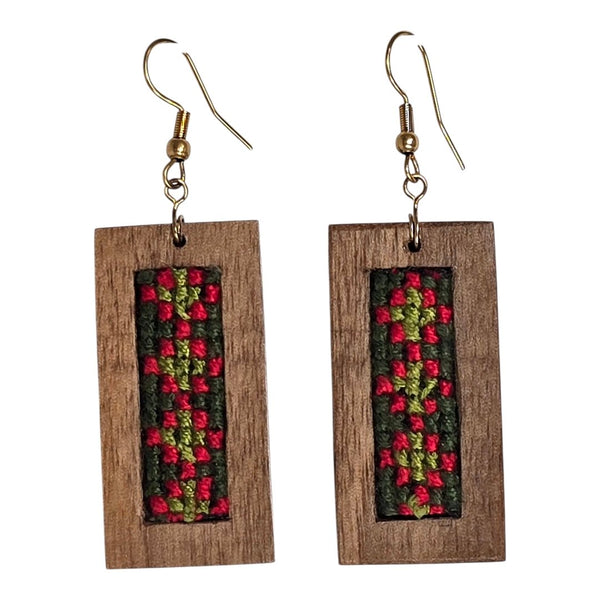 Baluchi Red Green Rectangle Earrings
