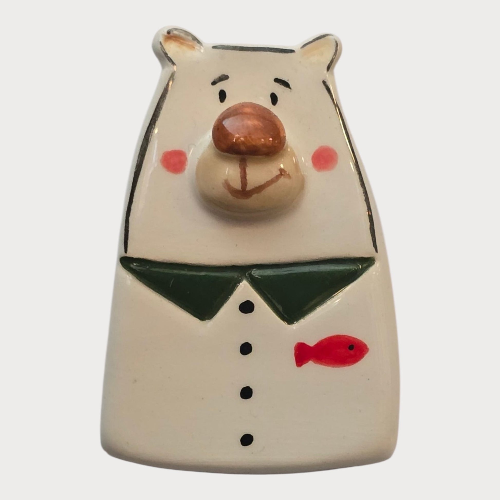 Bear Green Bow Tie Fish - UniqueEntity Art