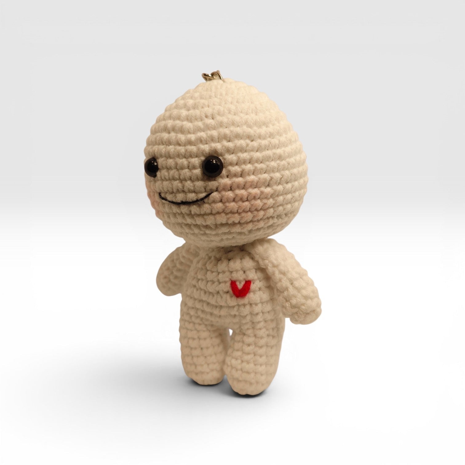 Beige Smiling Heart Keychain - UniqueEntity Art