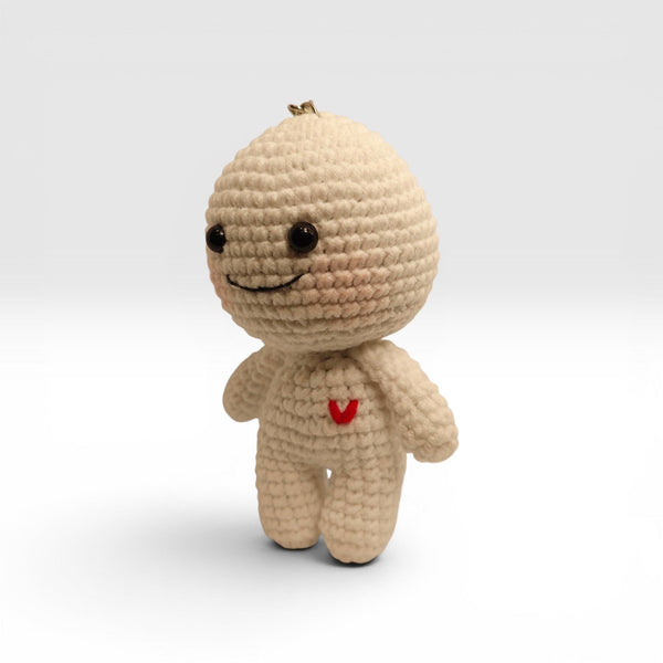 Beige Smiling Heart Keychain