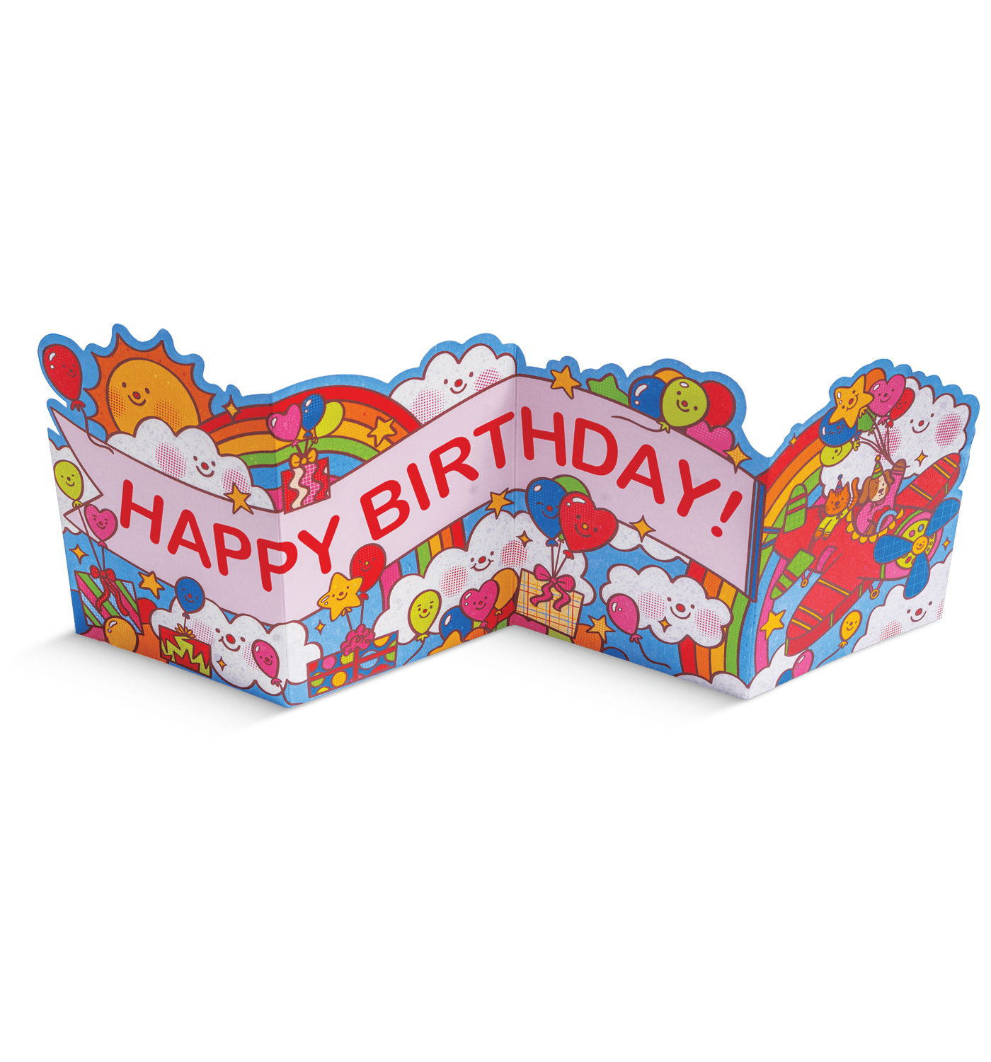 Birthday Banner Plane Fold Out Concertina Card - UniqueEntity Art