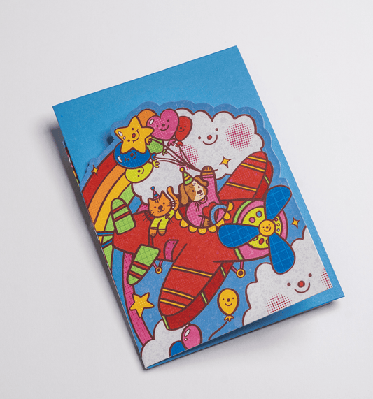 Birthday Banner Plane Fold Out Concertina Card - UniqueEntity Art