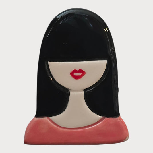 Black Hair Red Lips Woman - UniqueEntity Art