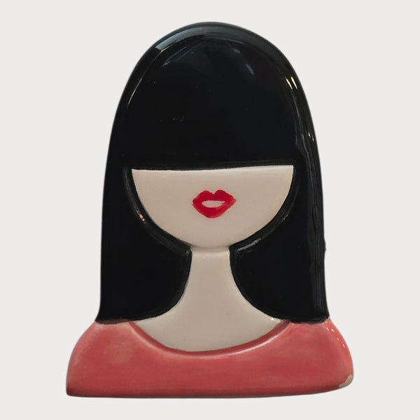 Black Hair Red Lips Woman