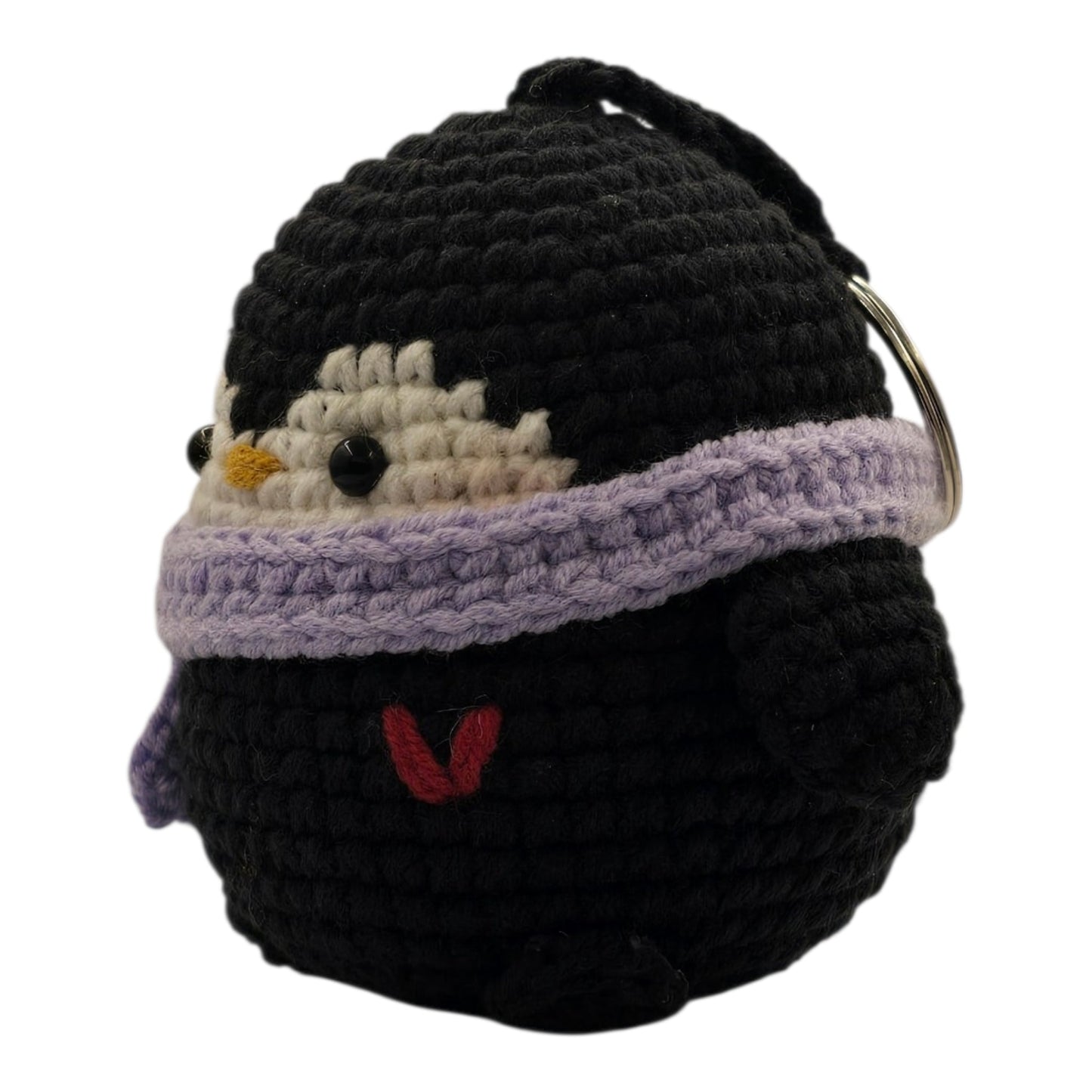 Black Penguin Purple Scarf Keychain - UniqueEntity Art