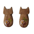 Brown Floral Cat Earrings - UniqueEntity Art