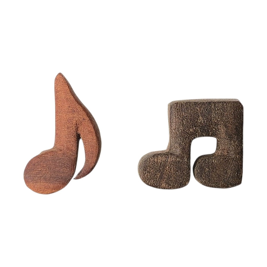 Brown Wooden Music Note Earrings - UniqueEntity Art