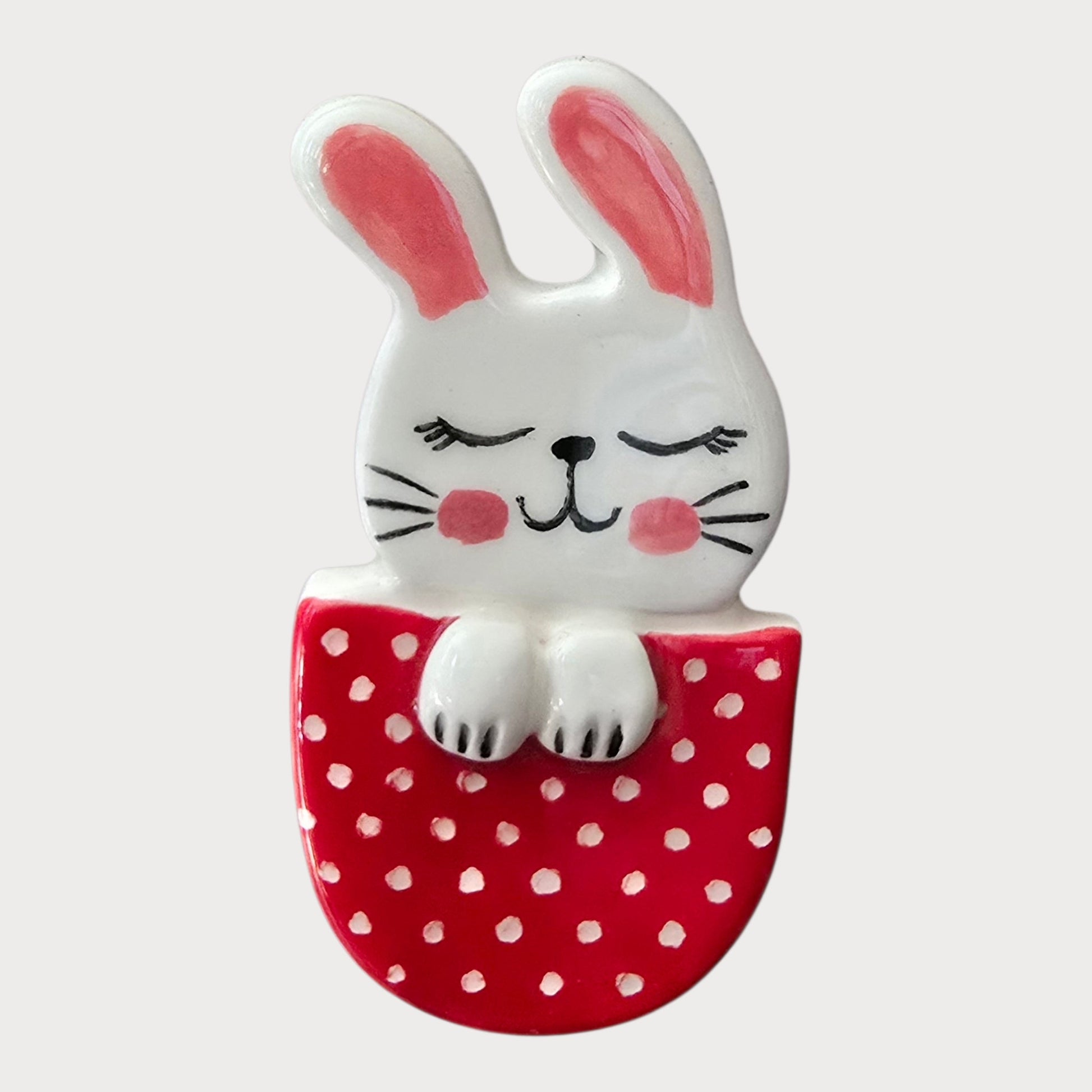 Bunny In Red Polka Dot Pocket - UniqueEntity Art