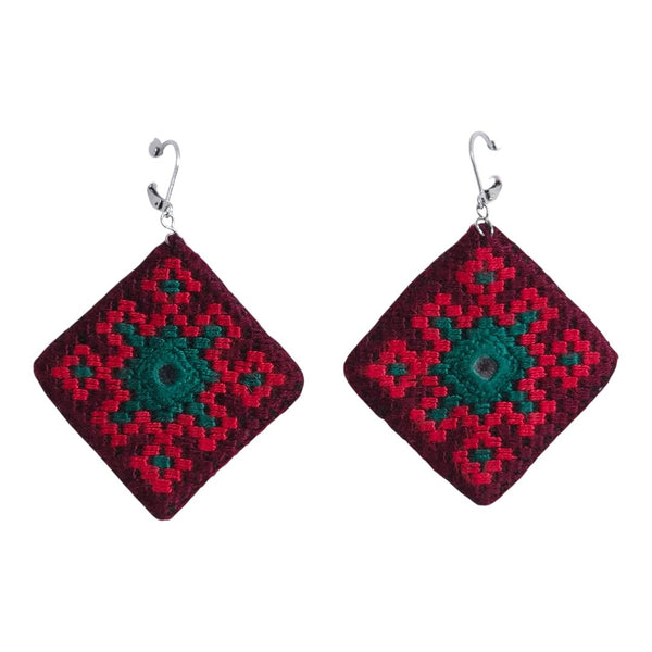 Burgundy Granny Square Earrings