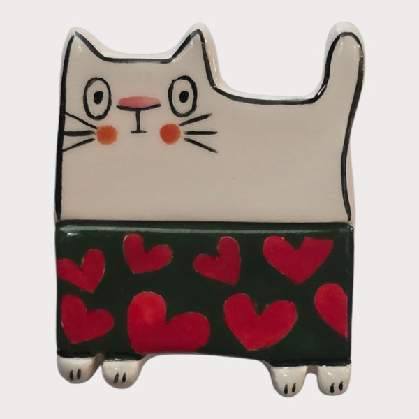 Cat Wearing Heart Sweater