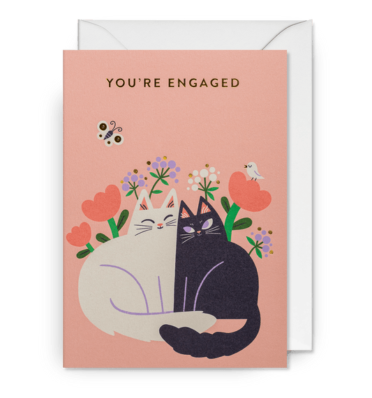 Cats In Love Engagement Card - UniqueEntity Art