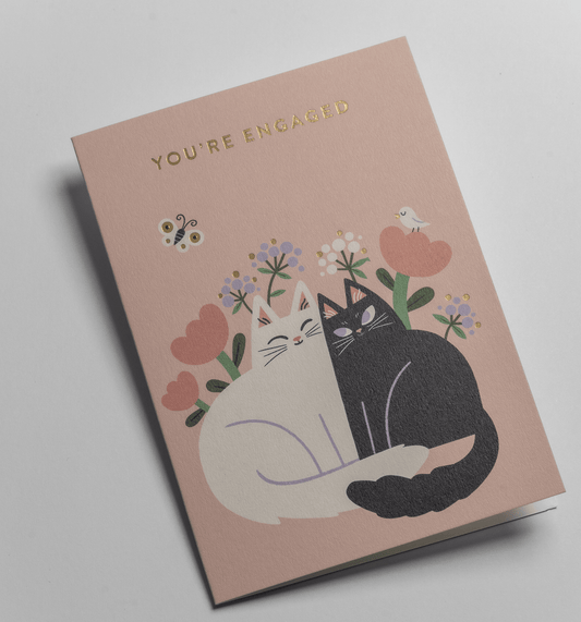 Cats In Love Engagement Card - UniqueEntity Art