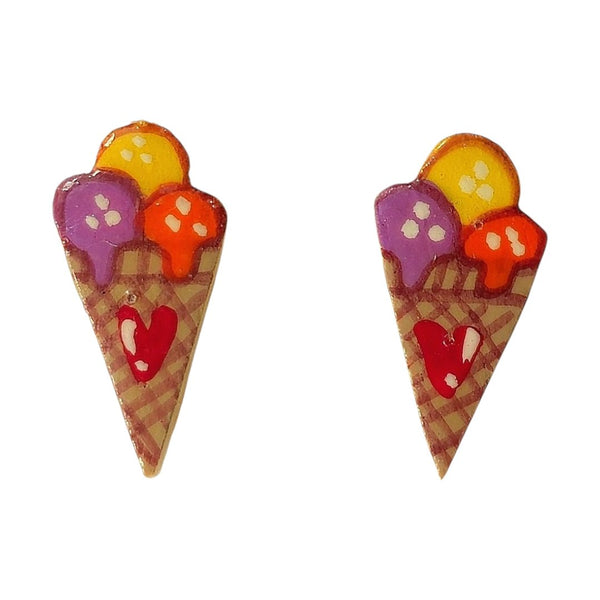 Colorful Waffle Cone Earrings