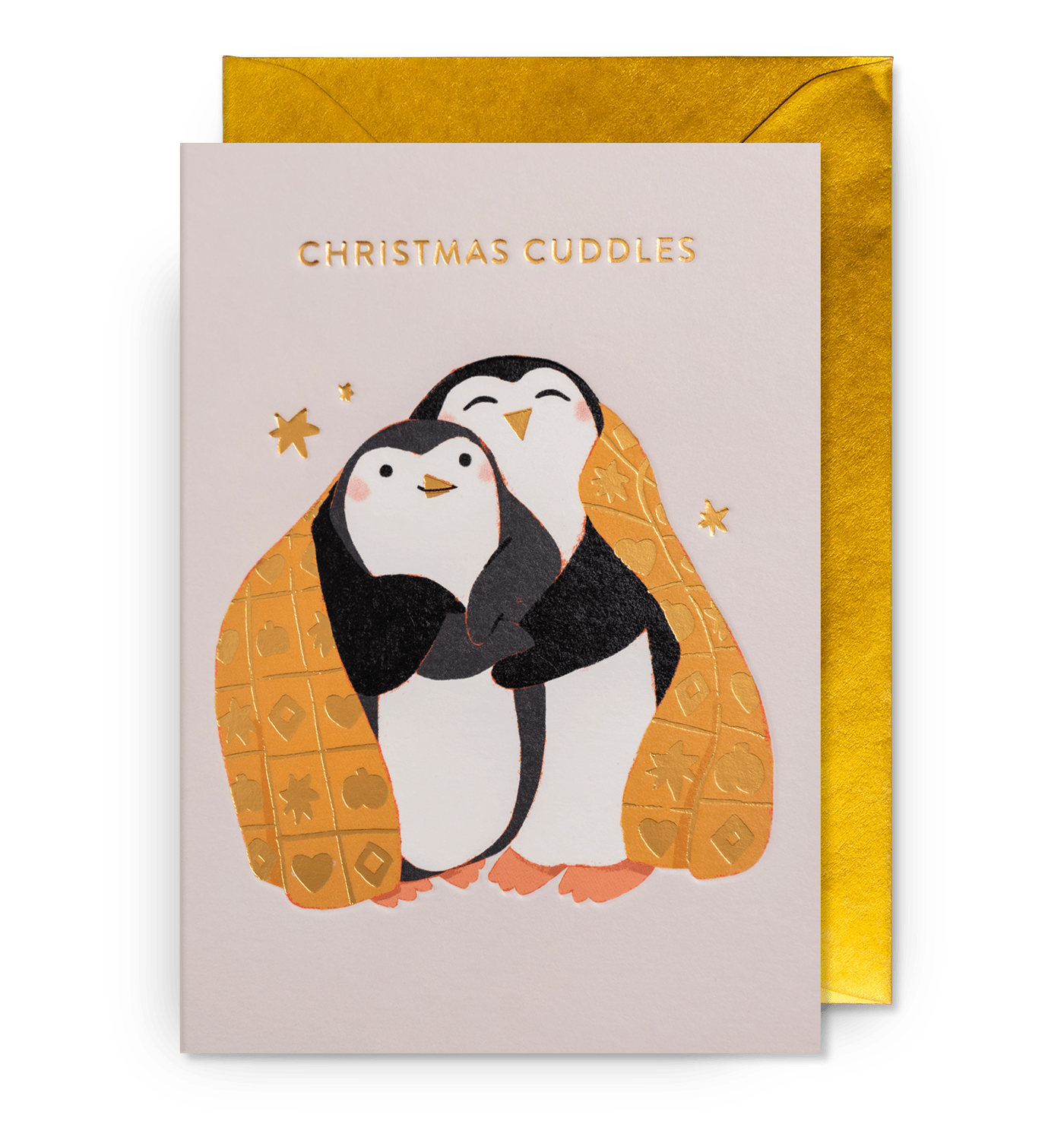 Cosy Cuddling Penguins Christmas Card - UniqueEntity Art