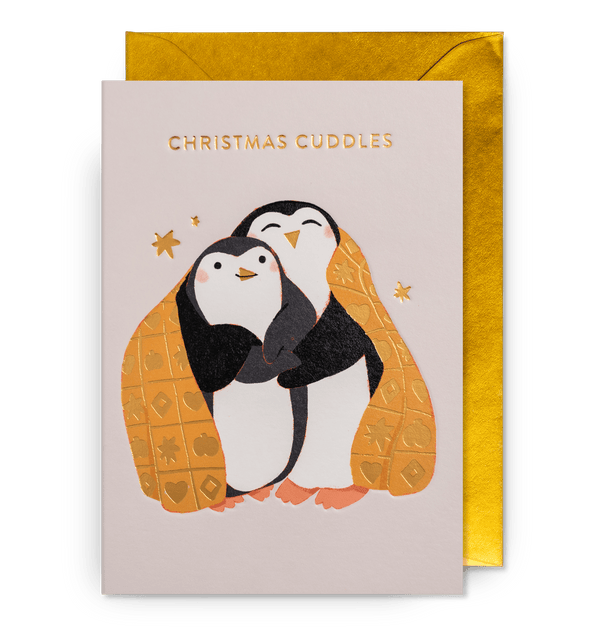 Cosy Cuddling Penguins Christmas Card