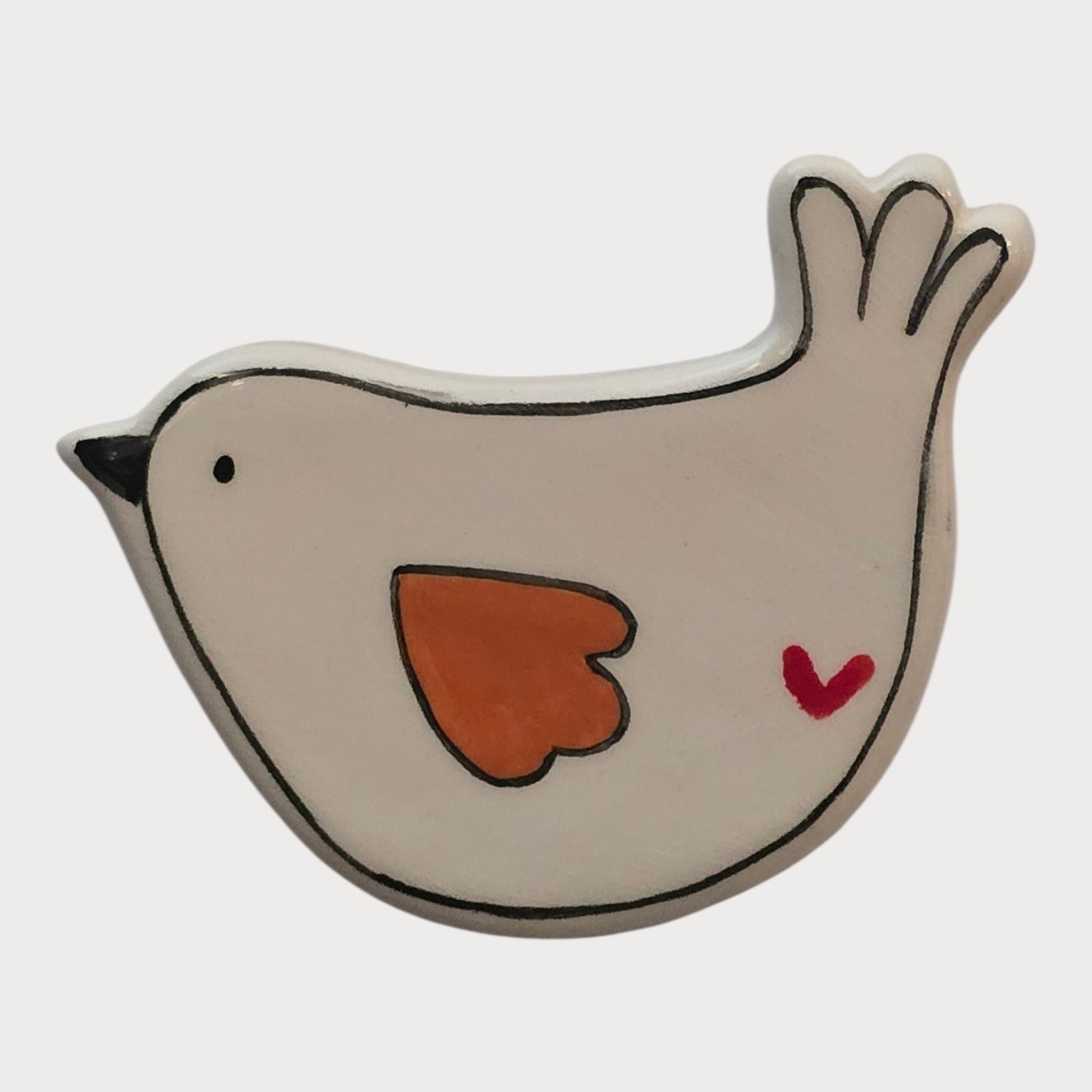 Cream Bird Orange Wing Heart - UniqueEntity Art