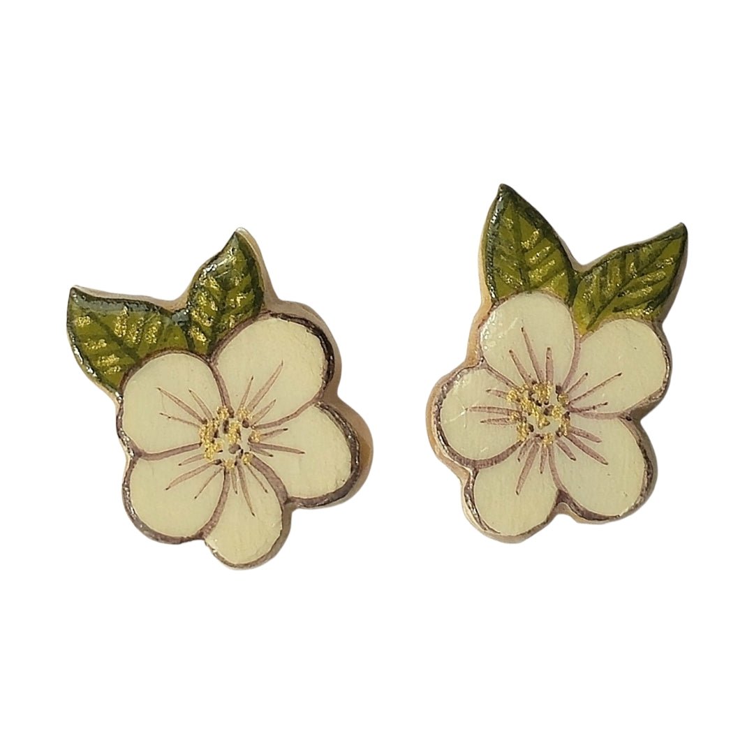 Cream Blossom Leaf Earrings - UniqueEntity Art