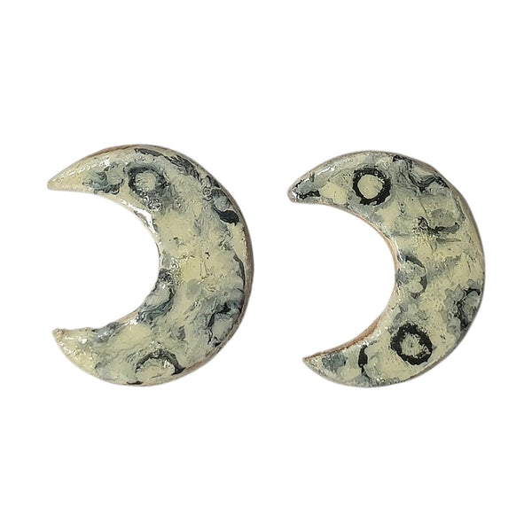 Cream Crater Moon Earrings