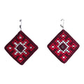 Crimson Diamond Baluchi Embroidered Earrings - UniqueEntity Art