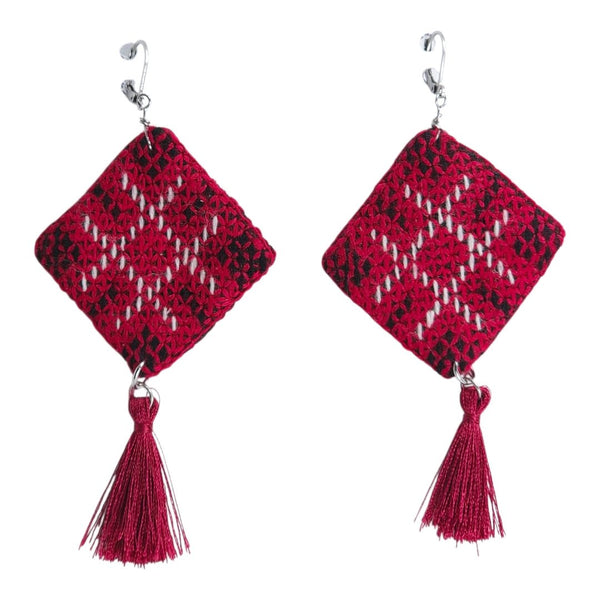Crimson Diamond Granny Square Earrings
